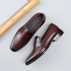 Chaussures habillées pour homme en cuir gaufré, à enfiler - Style britannique, bout pointu, tenue de ville formelle