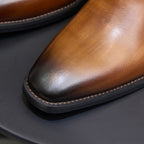 Burnished Leather Plain Toe Chelsea Boots for Men