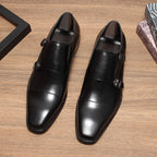 Fashion Men's Double Buckle Dress Shoes Genuine Leather