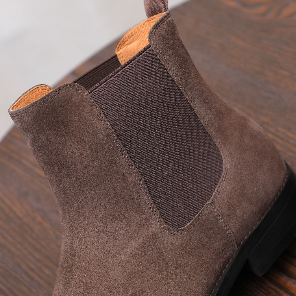 Men's Suede Chisel Plain Toe Elastic Chelsea Dress Boots