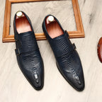Men's Scaly Twin-Buckle Shoes: Fashion Elite-Groomsman Dress Shoes