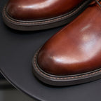 Plain Toe Leather Derby Ankle Boots for Men