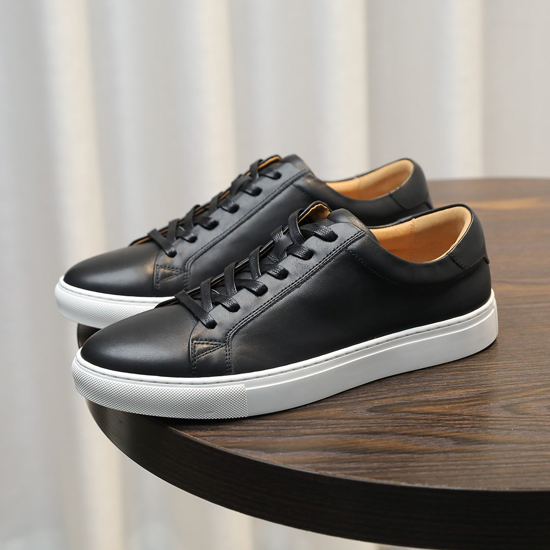 Men's Classic Triple-White Leather Low-Top Sneakers