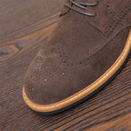 Wingtip Brogue Suede Back-Zip Lace-Up Boots for Men