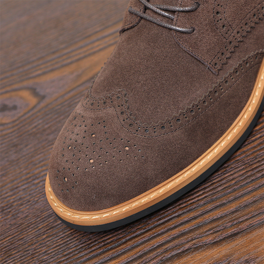 Wingtip Brogue Suede Back-Zip Lace-Up Boots for Men