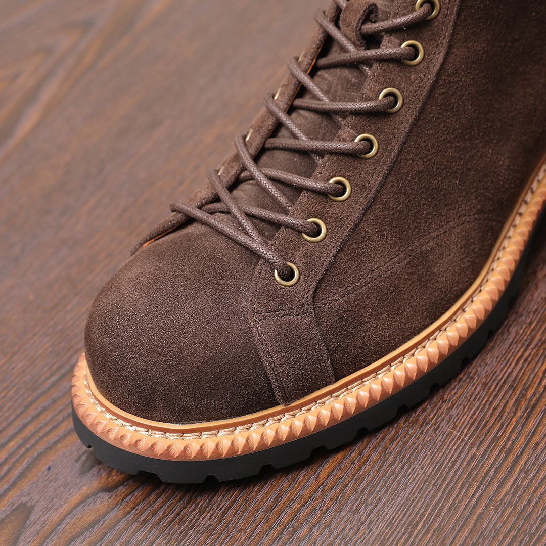 Lace-to-Toe Suede Lug Sole Boots for Men