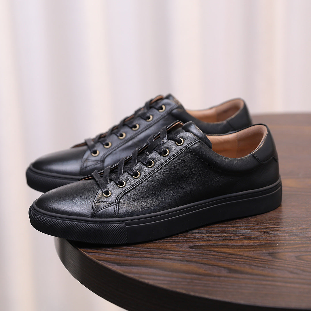 Men's Luxury Full-Grain Leather Low-Top Sneakers