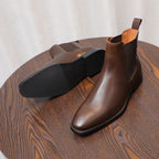 Pointed Plain Toe Leather Chelsea Boots for Men