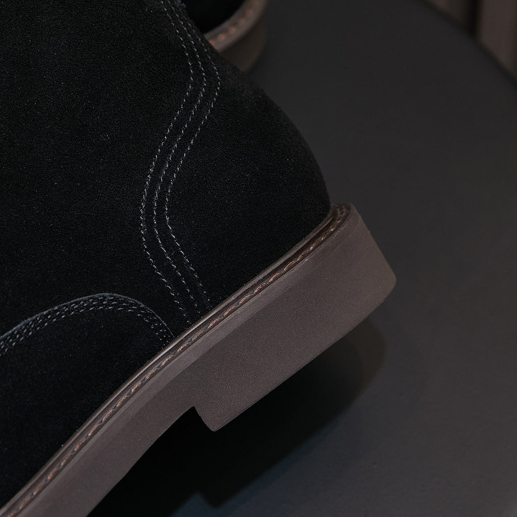 Men's Suede Plain Toe Stitched Welt Derby Ankle Boots