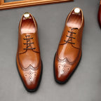all leather men's Brogue dress shoes Business Lace-up Derby shoes