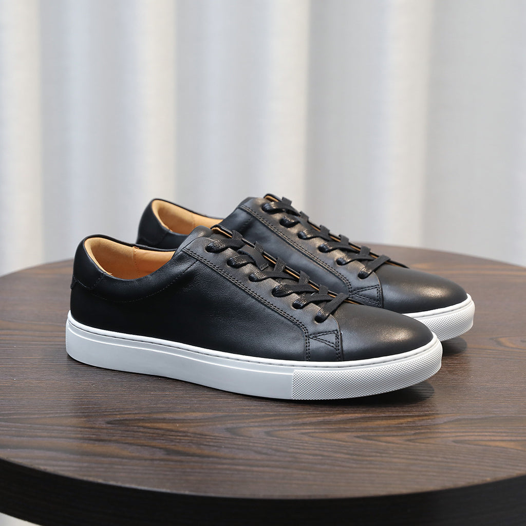 Men's Classic Triple-White Leather Low-Top Sneakers