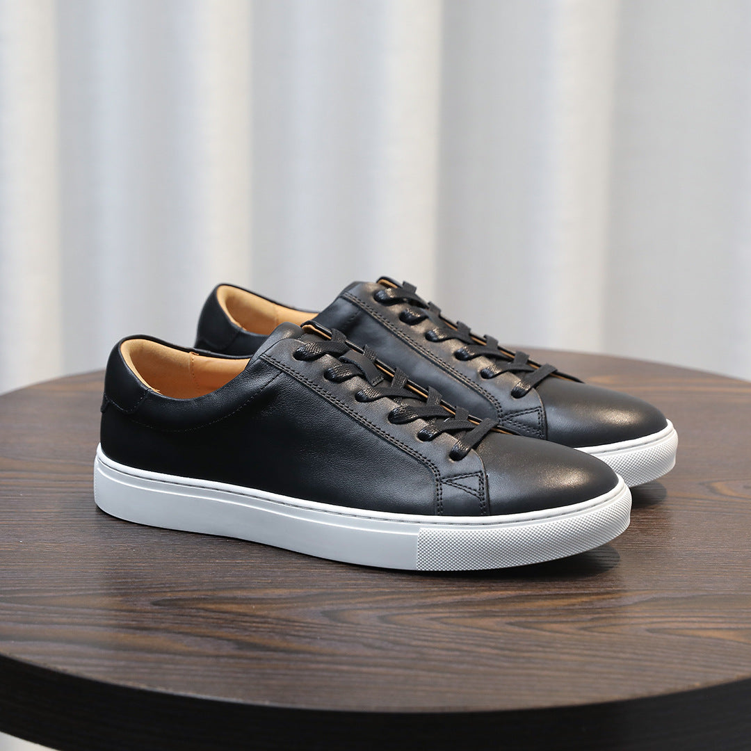 Men's Classic Triple-White Leather Low-Top Sneakers
