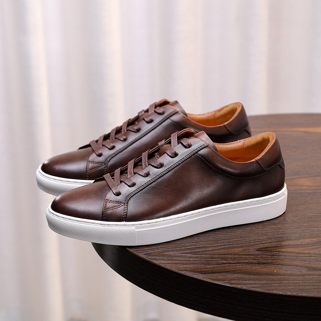 Men's Premium Gradient Patina Leather Sneakers