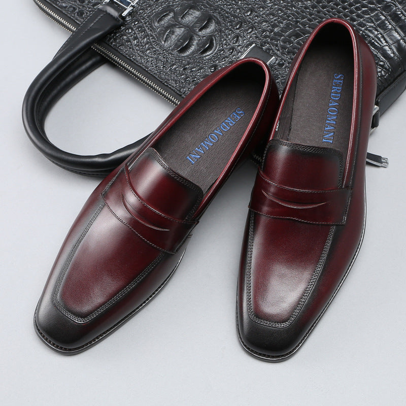 Chaussures habillées pour homme en cuir gaufré, à enfiler - Style britannique, bout pointu, tenue de ville formelle
