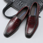 Chaussures habillées pour homme en cuir gaufré, à enfiler - Style britannique, bout pointu, tenue de ville formelle