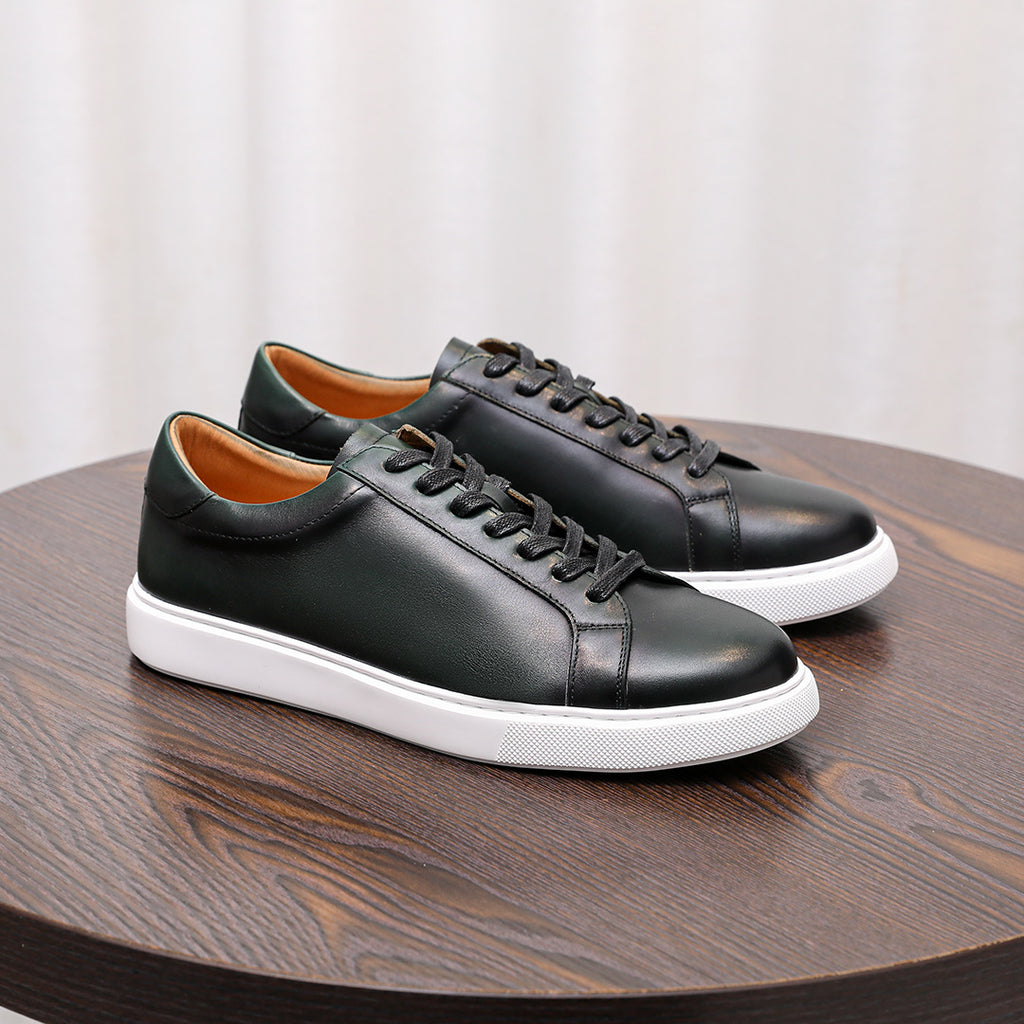 Men's Premium Minimalist Patina Leather Casual Sneakers