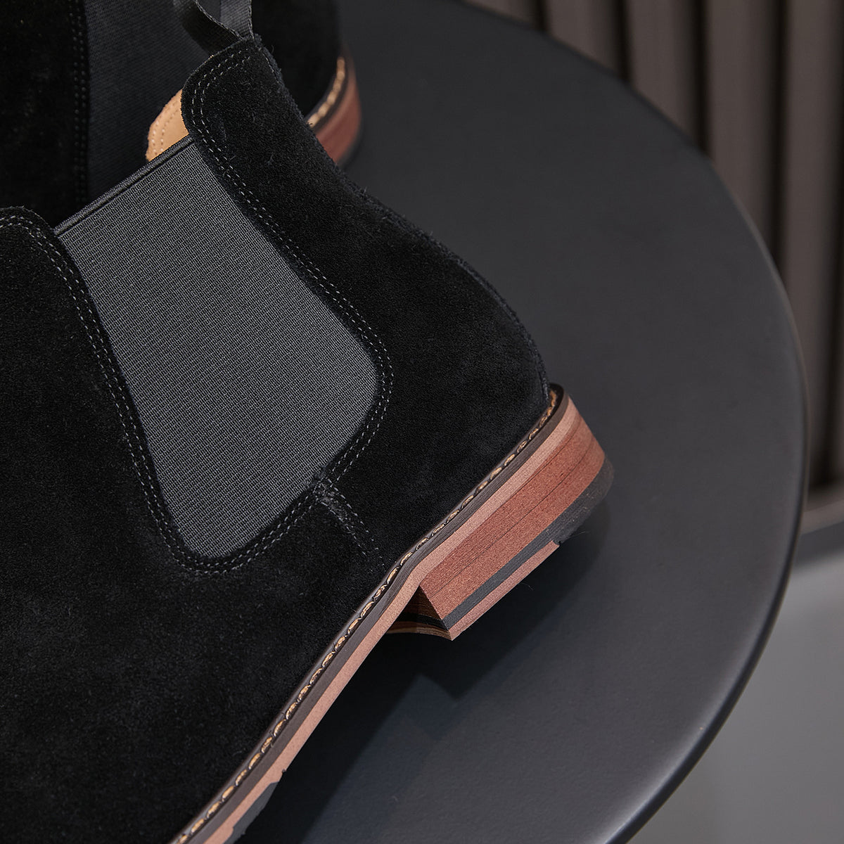 Almond Plain Toe Suede Chelsea Boots for Men