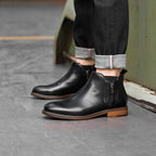 Men's Leather Plain Toe Side-Zip Chelsea Dress Boots