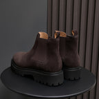 Pointed Plain Toe Suede Lug Chelsea Boots for Men