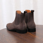 Men's Suede Chisel Plain Toe Elastic Chelsea Dress Boots