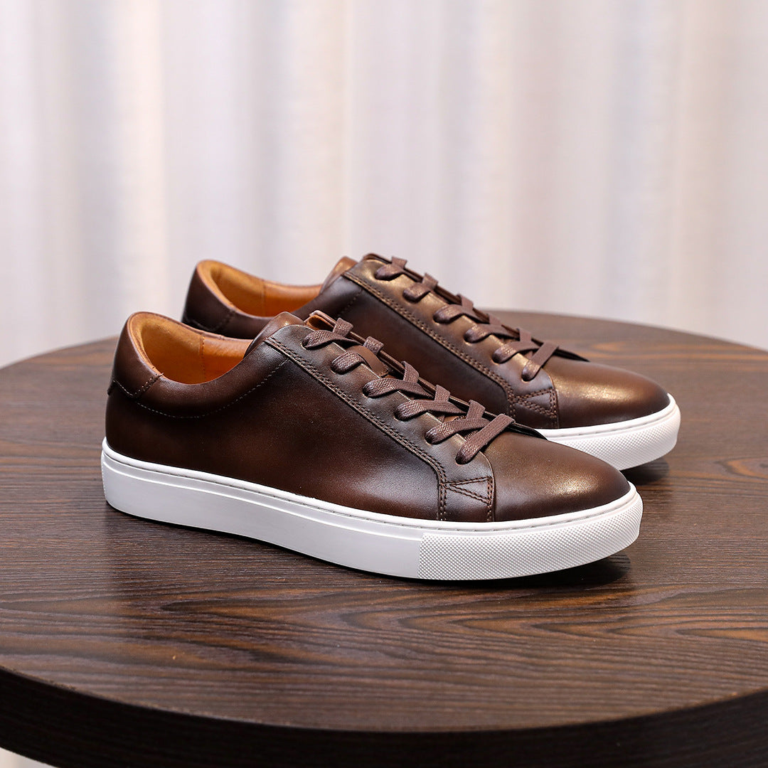 Men's Premium Gradient Patina Leather Sneakers