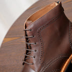 Wingtip Brogue Leather Derby Ankle Boots for Men