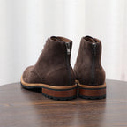 Men's Suede Plain Toe Back-Zip Lace-Up Ankle Dress Boots