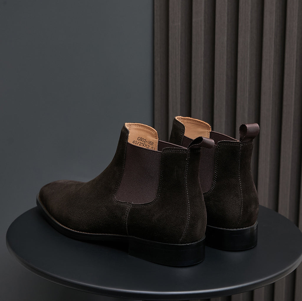 Chisel Plain Toe Suede Chelsea Boots for Men