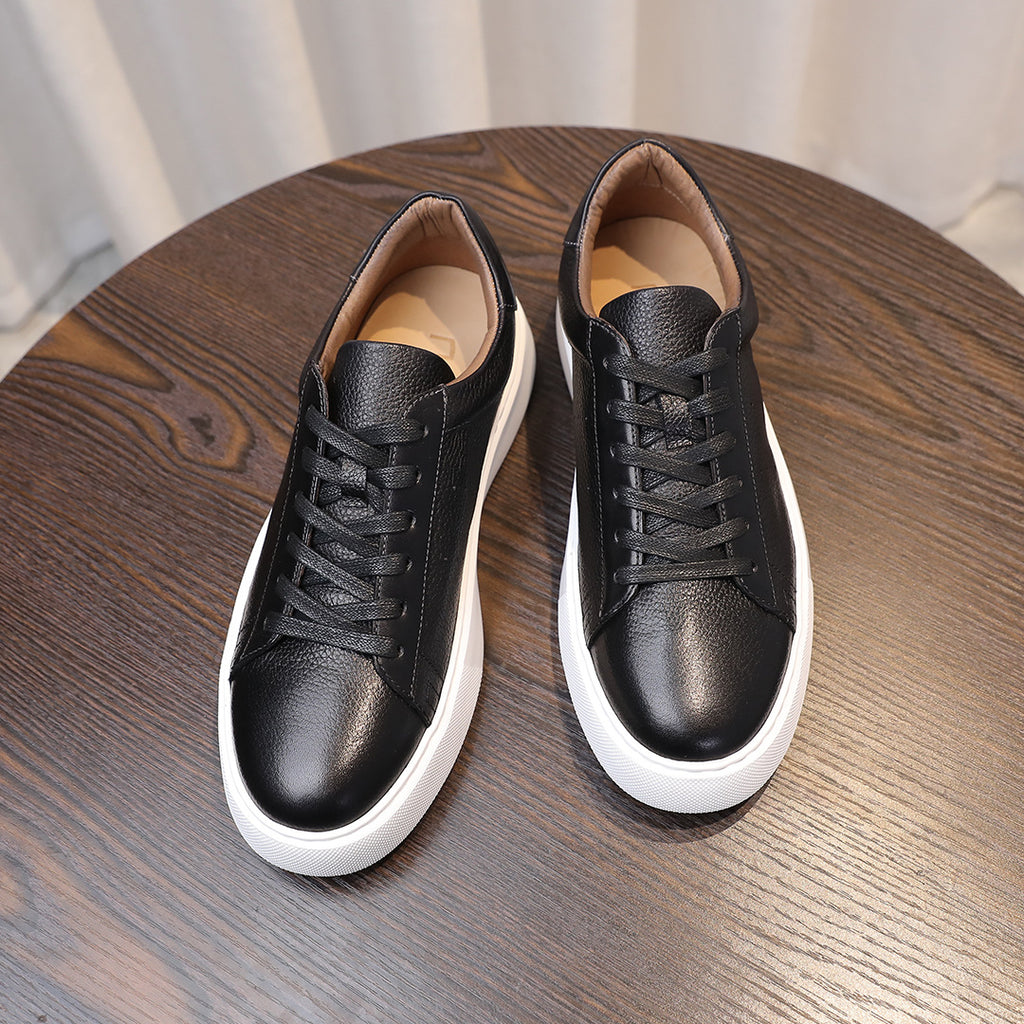 Men's Premium Pebbled Leather Classic Sneakers