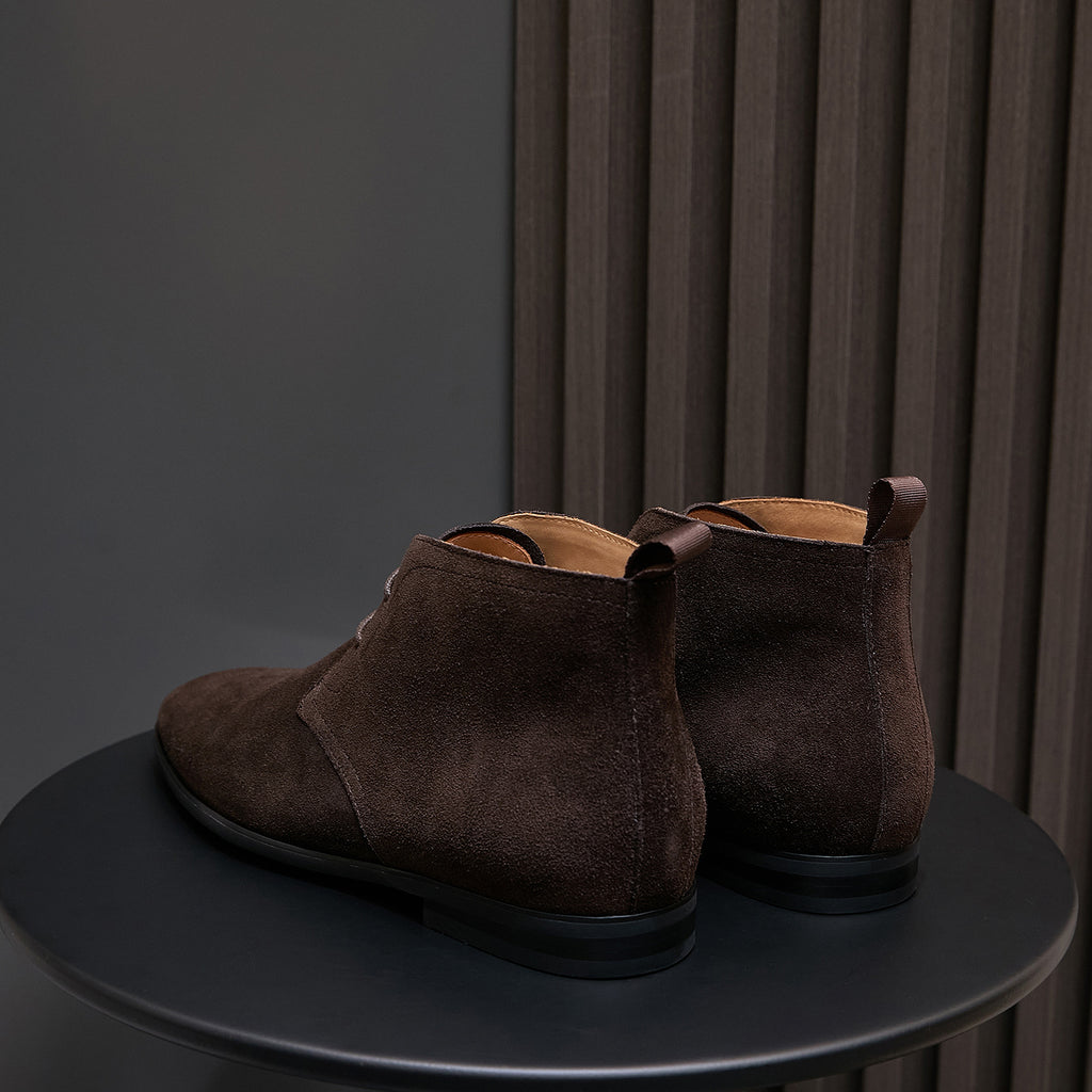 Men's Suede Chisel Plain Toe Lace-Up Chukka Dress Boots