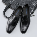 Chaussures habillées pour homme en cuir gaufré, à enfiler - Style britannique, bout pointu, tenue de ville formelle