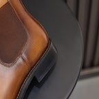 Burnished Leather Plain Toe Chelsea Boots for Men