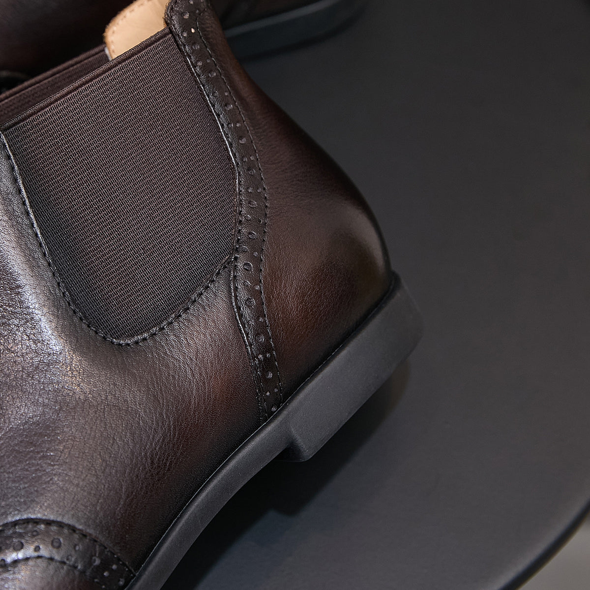 Wingtip Brogue Leather Chelsea Boots for Men