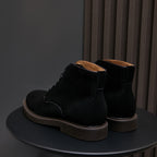 Men's Suede Plain Toe Stitched Welt Derby Ankle Boots