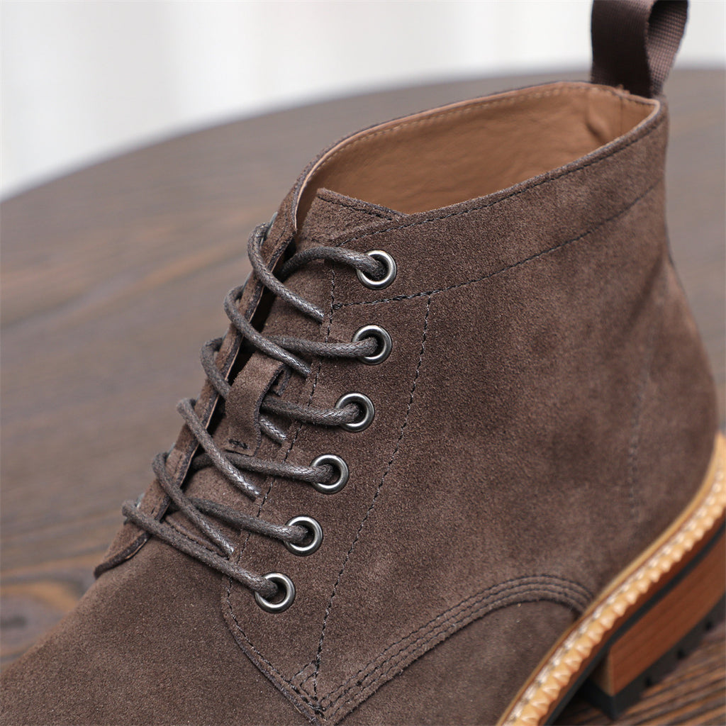 Cap Toe Suede Lug Sole Ankle Boots for Men