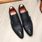 Men's Scaly Twin-Buckle Shoes: Fashion Elite-Groomsman Dress Shoes