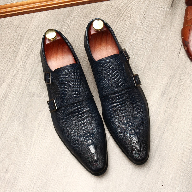 Men's Scaly Twin-Buckle Shoes: Fashion Elite-Groomsman Dress Shoes