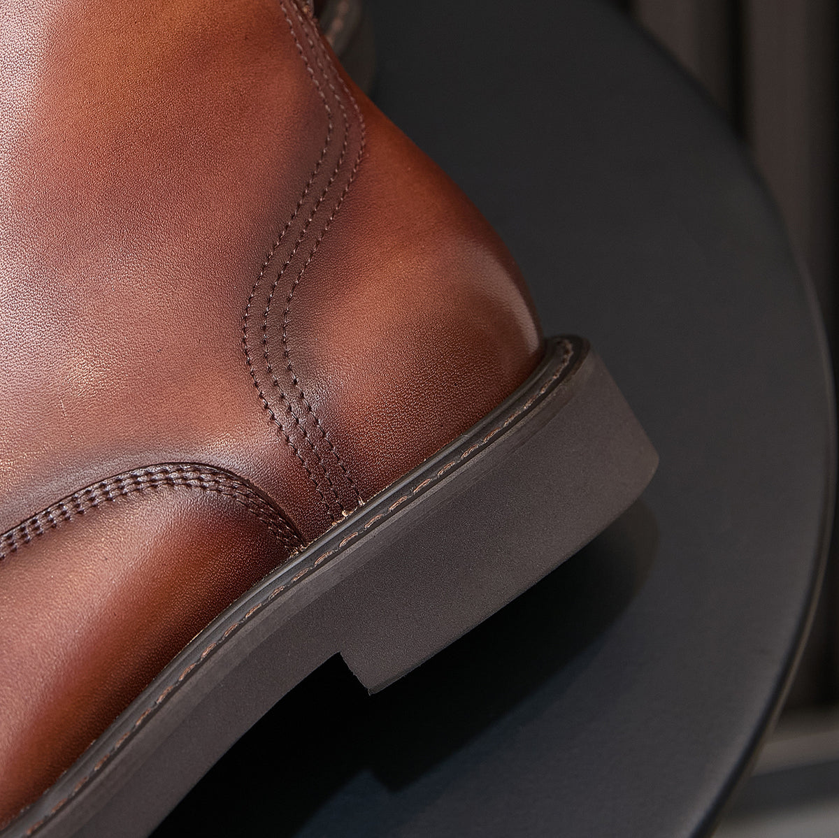 Plain Toe Leather Derby Ankle Boots for Men