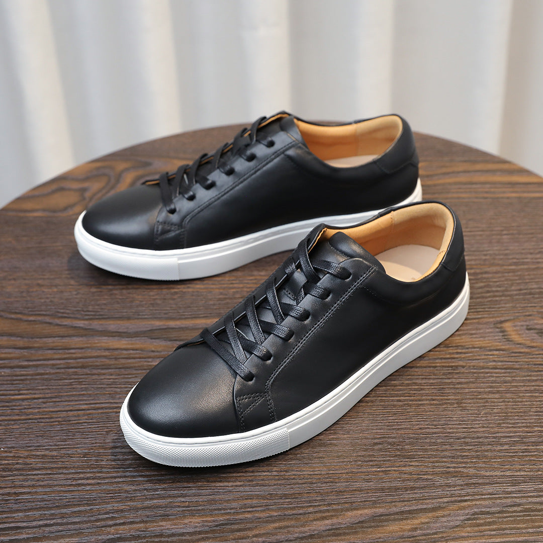 Men's Classic Triple-White Leather Low-Top Sneakers