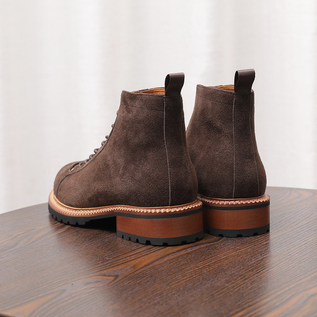 Lace-to-Toe Suede Lug Sole Boots for Men