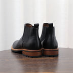 Round Plain Toe Leather Lug Chelsea Boots for Men