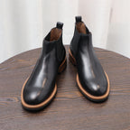 Men's Leather Contrast Welt Lug Sole Chelsea Dress Boots