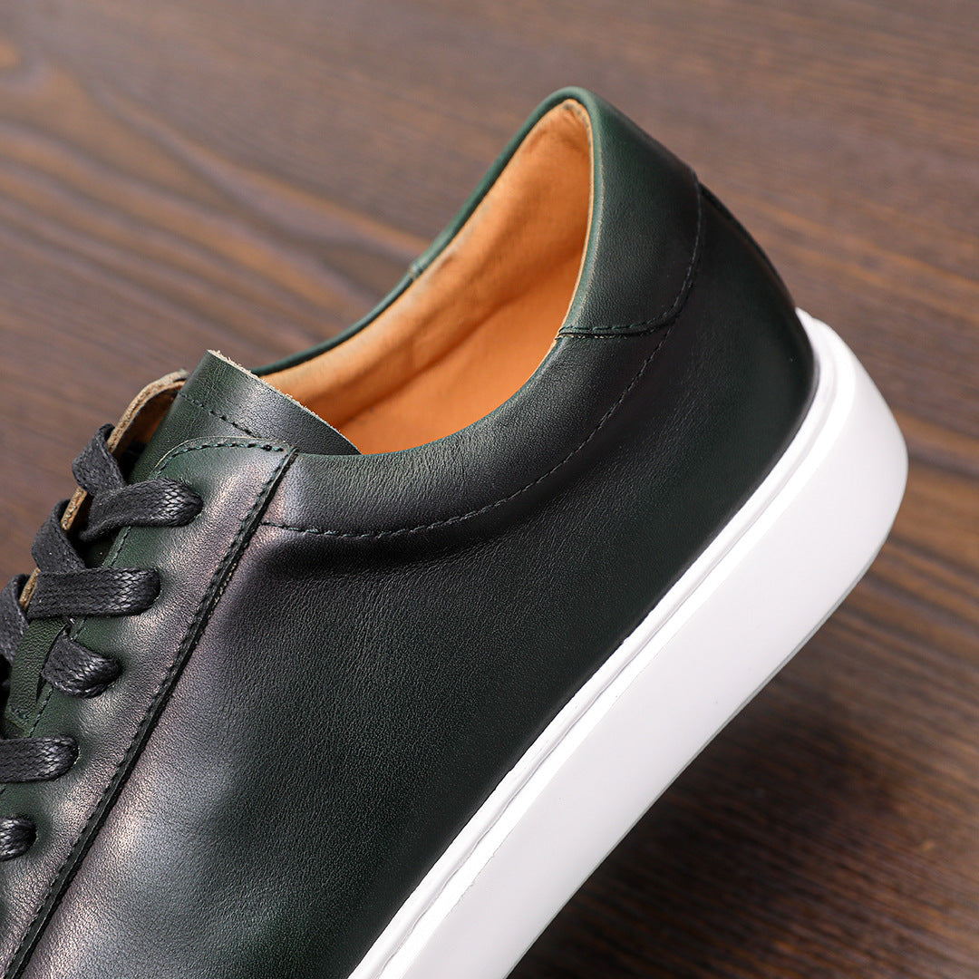 Men's Premium Minimalist Patina Leather Casual Sneakers