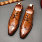 all leather men's Brogue dress shoes Business Lace-up Derby shoes