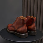 Plain Toe Leather Derby Ankle Boots for Men