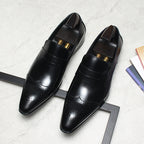 Brogue Slip-On Men's Business Casual Loafers Pointed Toe Dress Shoes