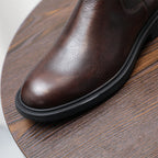 Men's Leather Plain Toe Elastic Gore Chelsea Dress Boots