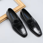 Chaussures habillées pour homme en cuir gaufré, à enfiler - Style britannique, bout pointu, tenue de ville formelle