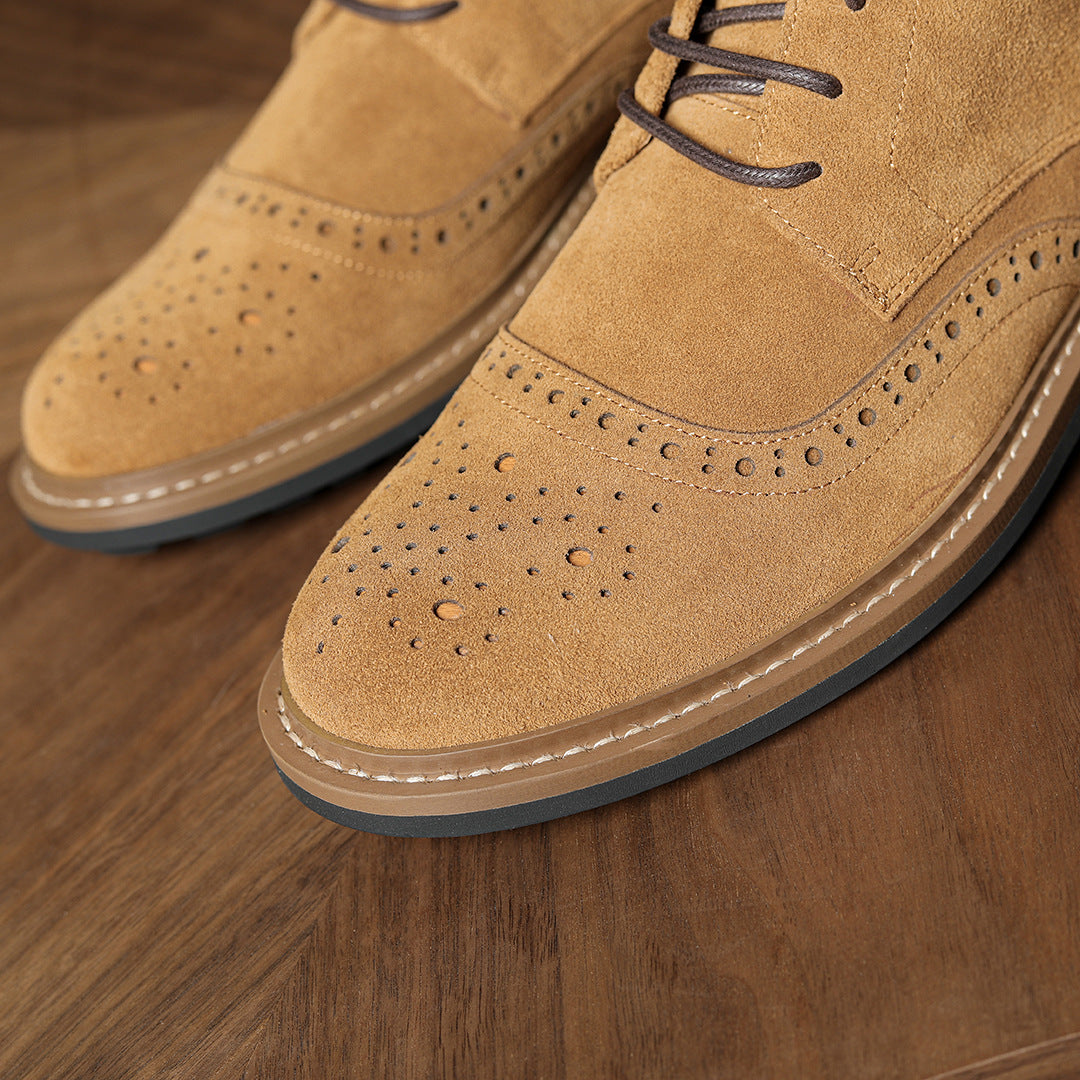 Men's Suede Wingtip Brogue Lace-Up Ankle Dress Boots