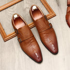 Men's Scaly Twin-Buckle Shoes: Fashion Elite-Groomsman Dress Shoes